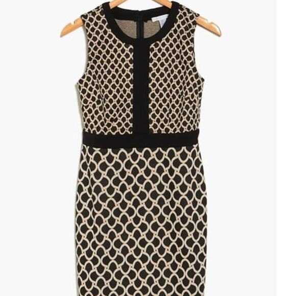 Nordstrom London Times Women's Geometric Sleeveless Dress Black Gold Size 10 - Picture 2 of 2